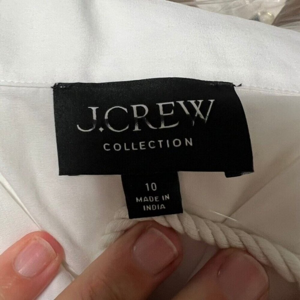 J.Crew Collection Maris dress in cotton-blend poplin White Size 10 CA691 - Picture 9 of 9